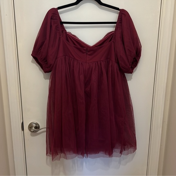 Anaya With Love mini puff sleeve dress in red plum - Picture 8 of 9